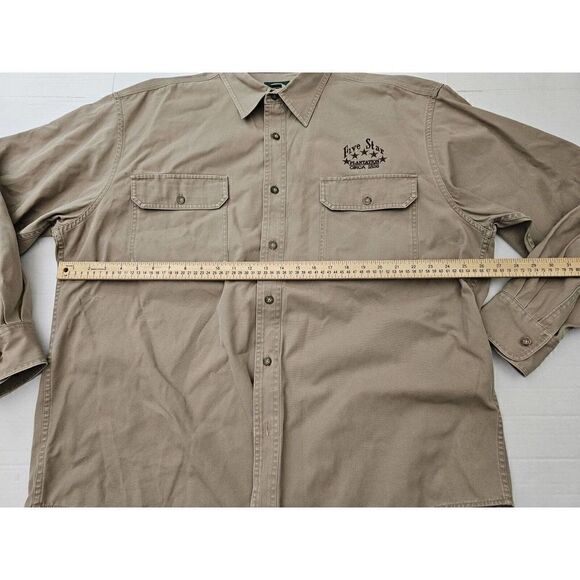 Cabelas Button Down Shirt Mens Sz XL Beige Long Sleeve Canvas Rough Neck - Picture 7 of 13